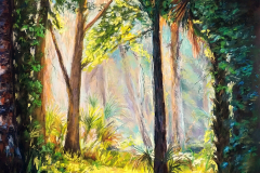 Mysterious glade. Soft pastel on paper, 47x49 cm. 2017