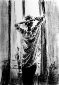 Girl by the window sketch